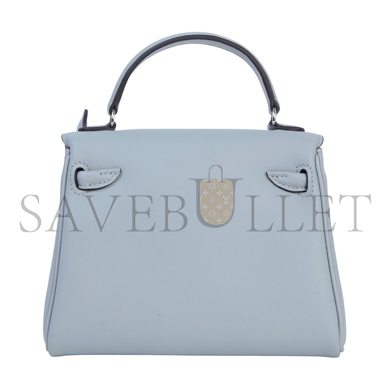 H**mes MASTER KELLY DOLL 8U IN GLACIER BLUE SWIFT LEATHER WITH SILVER HARDWARE (15*12*7cm)